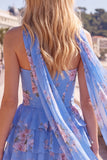 Yellow Strapless Tiered Floral A-Line Ruffle Short Homecoming Dress