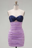 Red Orange Sweetheart Ruched Keyhole Bodycon Short Homecoming Dress