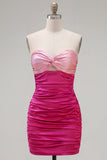 Red Orange Sweetheart Ruched Keyhole Bodycon Short Homecoming Dress