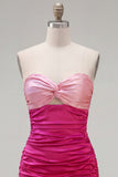 Red Orange Sweetheart Ruched Keyhole Bodycon Short Homecoming Dress