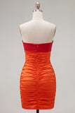 Red Orange Sweetheart Ruched Keyhole Bodycon Short Homecoming Dress