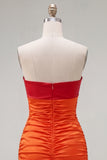 Red Orange Sweetheart Ruched Keyhole Bodycon Short Homecoming Dress