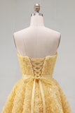 Sweetheart Pink A-Line 3D Floral Short Homecoming Dress with Lace Up Back