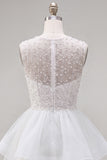 Yellow A-Line Round Neck Tiered Short Homecoming Dress with Pearls