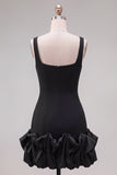 Fuchsia Square Neck Bodycon Short Homecoming Dress with Ruffles