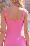 Fuchsia Square Neck Bodycon Short Homecoming Dress with Ruffles