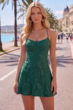 A-Line Yellow Floral Embroidery Short Homecoming Dress with Lace Up Back