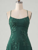 A-Line Yellow Floral Embroidery Short Homecoming Dress with Lace Up Back