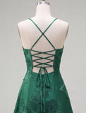 A-Line Yellow Floral Embroidery Short Homecoming Dress with Lace Up Back