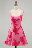 Butter Yellow A-Line Floral Embroidery Short Homecoming Dress with Lace Up Back