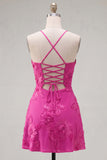A-Line Yellow Floral Embroidery Short Homecoming Dress with Lace Up Back