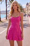A-Line Yellow Floral Embroidery Short Homecoming Dress with Lace Up Back