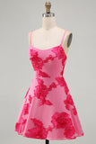 Butter Yellow A-Line Floral Embroidery Short Homecoming Dress with Lace Up Back
