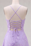 A-Line Yellow Floral Embroidery Short Homecoming Dress with Lace Up Back