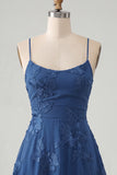 A-Line Yellow Floral Embroidery Short Homecoming Dress with Lace Up Back