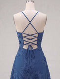 A-Line Yellow Floral Embroidery Short Homecoming Dress with Lace Up Back