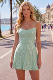 A-Line Yellow Floral Embroidery Short Homecoming Dress with Lace Up Back