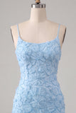 Pink Yellow Floral Bodycon Lace Up Back Spaghetti Straps Short Homecoming Dress with Beading