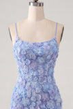 Pink Yellow Floral Bodycon Lace Up Back Spaghetti Straps Short Homecoming Dress with Beading