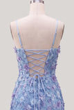 Pink Yellow Floral Bodycon Lace Up Back Spaghetti Straps Short Homecoming Dress with Beading