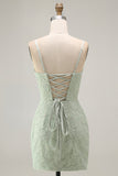 Pink Yellow Floral Bodycon Lace Up Back Pearl Short Homecoming Dress with Beading