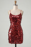 Sparkly Champagne Bodycon Sequins Spaghetti Straps Homecoming Dress