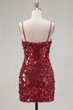 Sparkly Champagne Bodycon Sequins Spaghetti Straps Homecoming Dress