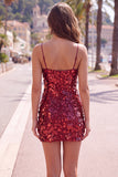 Sparkly Champagne Bodycon Sequins Spaghetti Straps Homecoming Dress