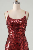 Sparkly Champagne Bodycon Sequins Spaghetti Straps Homecoming Dress