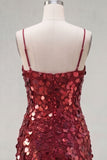 Sparkly Champagne Bodycon Sequins Spaghetti Straps Homecoming Dress