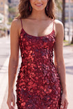 Sparkly Champagne Bodycon Sequins Spaghetti Straps Homecoming Dress