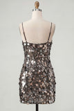 Sparkly Champagne Bodycon Sequins Spaghetti Straps Homecoming Dress