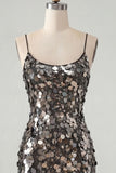 Sparkly Champagne Bodycon Sequins Spaghetti Straps Homecoming Dress