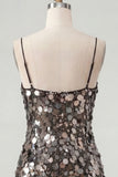 Sparkly Champagne Bodycon Sequins Spaghetti Straps Homecoming Dress