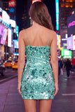 Sparkly Champagne Bodycon Sequins Spaghetti Straps Homecoming Dress