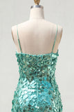 Sparkly Champagne Bodycon Sequins Spaghetti Straps Homecoming Dress