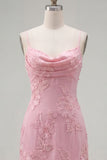 Yellow Bodycon Ruched Spaghetti Straps Floral Embroidery Homecoming Dress