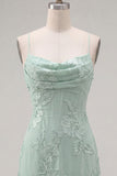 Yellow Bodycon Ruched Spaghetti Straps Floral Embroidery Homecoming Dress