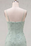 Yellow Bodycon Ruched Spaghetti Straps Floral Embroidery Homecoming Dress