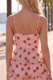 A-Line Pink Keyhole Tiered Spaghetti Straps Ruched Short Homecoming Dress
