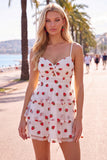 A-Line Pink Keyhole Tiered Spaghetti Straps Ruched Short Homecoming Dress