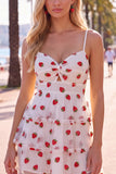 A-Line Pink Keyhole Tiered Spaghetti Straps Ruched Short Homecoming Dress