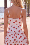 A-Line Pink Keyhole Tiered Spaghetti Straps Ruched Short Homecoming Dress
