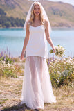 White Sheath Strapless Tulle Maxi Elopement Wedding Dress
