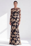 Red Mermaid Bateau Neck Floral Long Mother of the Bride Dress