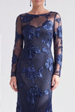Red Mermaid Bateau Neck Floral Long Mother of the Bride Dress