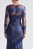 Red Mermaid Bateau Neck Floral Long Mother of the Bride Dress