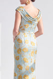 Mermaid Black Floral Long Mother of the Bride Dress with Slit