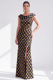 Mermaid Black Floral Long Mother of the Bride Dress with Slit