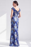 Mermaid Black Floral Long Mother of the Bride Dress with Slit